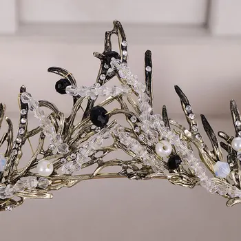 Старомодни Сватбени Аксесоари За Коса-Черен Кристал Crystal Crown Сватбена Прическа Бижута На Кралицата На Прическа Сватбени Аксесоари За Коса