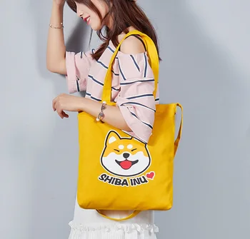 Сладко Doge Printing Women Bag Платно Large Capacity Shiba Inu Shoulder Hand Bag Crossbody Чанта bolsa feminina bolsos mujer