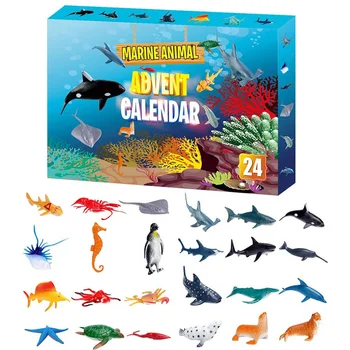 2020 Коледа адвент календар 24шт морски животни играчка, Коледен обратното броене изненада подарък за бебета момчета и момичета