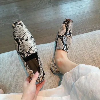 Жените Нов Модната Марка Квадратен Чорап Апартамент Дамски Обувки Приплъзване На Мокасини Зебра Змия Модел Удобни Балетные Обувки На Плоска Подметка Muje