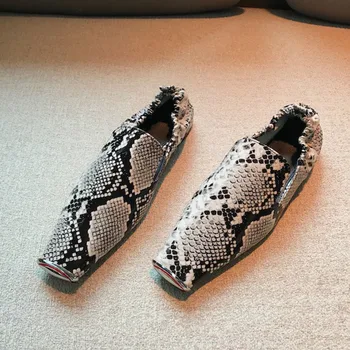 Жените Нов Модната Марка Квадратен Чорап Апартамент Дамски Обувки Приплъзване На Мокасини Зебра Змия Модел Удобни Балетные Обувки На Плоска Подметка Muje