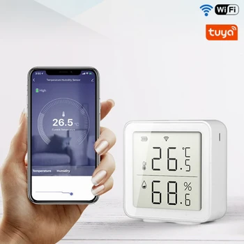 Sasha WIFI сензор за температура и влажност на въздуха вътрешен влагомер, термометър с LCD дисплей интелектуална връзка за интелигентен дом