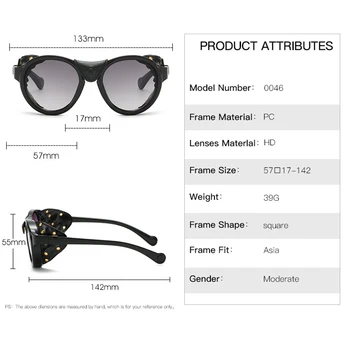 KEITHION Retro Steam Punk Sunglasse Мъже Round Designer Steam Punk ПУ Leather Shields слънчеви очила дамски очила с UV400 Gafas De Sol