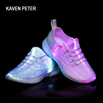 LED оптична обувки за момчета маратонки Дамски светещи маратонки led светещи маратонки, момичета, човек е лека за обувки на децата на размера на 26-43