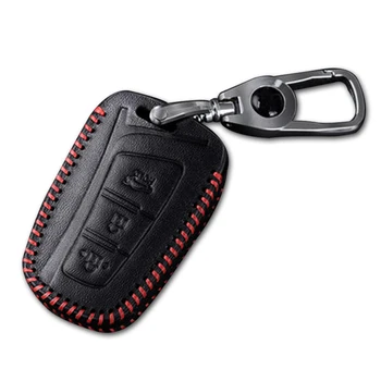 Кожен калъф за дистанционно на ключа на автомобила Чанта за носене за HYUNDAI 3 бутона смарт ключ лукс истинска ръка шевове Червена Линия 1 бр. тип G
